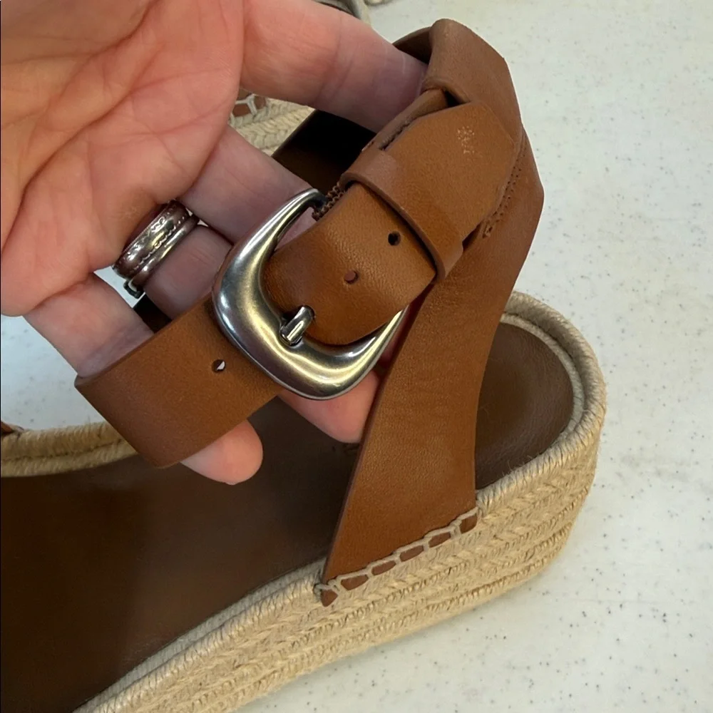 Vince Belisa Ankle Strap Leather/suede Espadrille Platform Wedge Sandal Sz 8